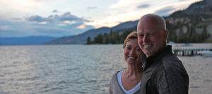 Mike Pond and director Maureen Palmer on Okanagan Lake